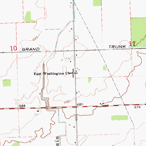 Topographic Map of East Washington Church, MI