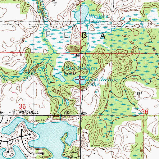 Topographic Map of East Webster Lake, MI