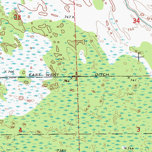 Topographic Map of East West Ditch, MI