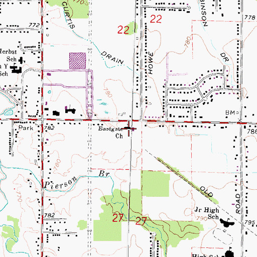 Topographic Map of Eastgate Church, MI