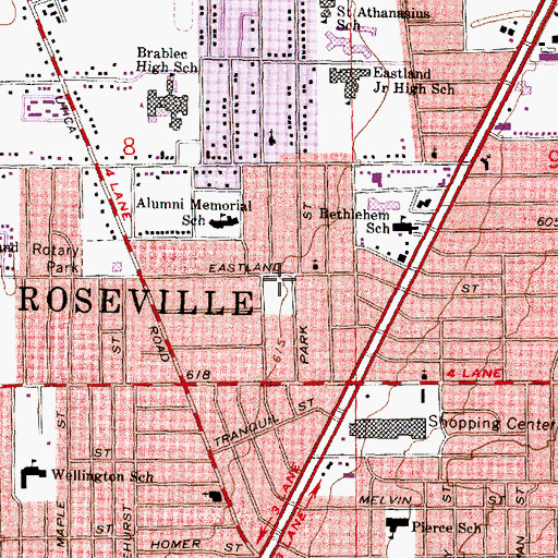 Topographic Map of Eastland Junior High Annex, MI