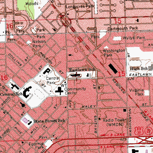 Topographic Map of Eastlawn School, MI