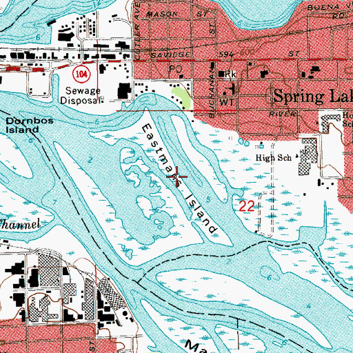 Topographic Map of Eastmans Island, MI