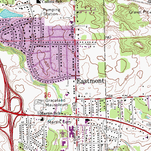 Topographic Map of Eastmont, MI