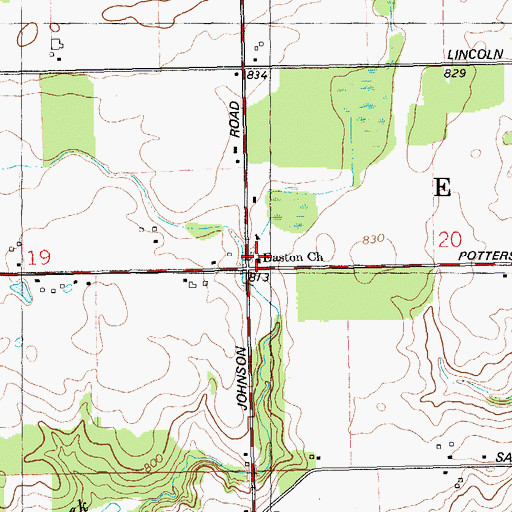 Topographic Map of Easton Church, MI