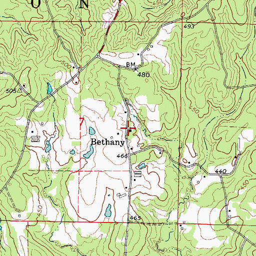 Topographic Map of Bethany Baptist Church, AR