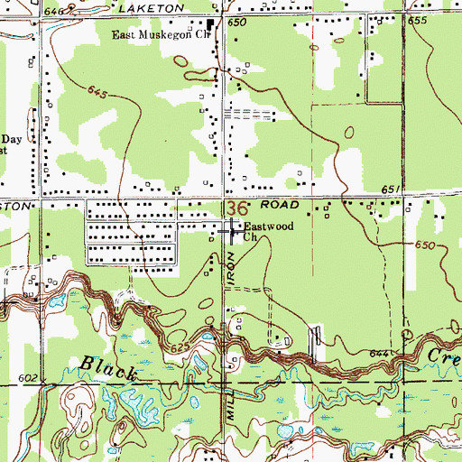 Topographic Map of Eastwood Church, MI