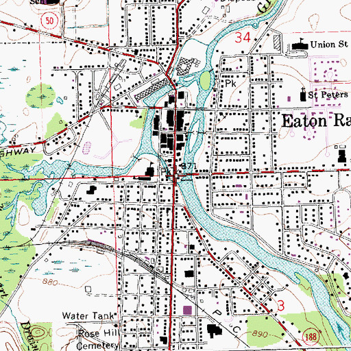 Topographic Map of Eaton Rapids, MI