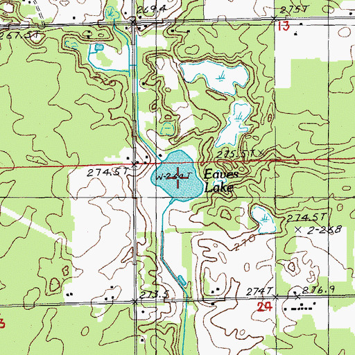 Topographic Map of Eaves Lake, MI