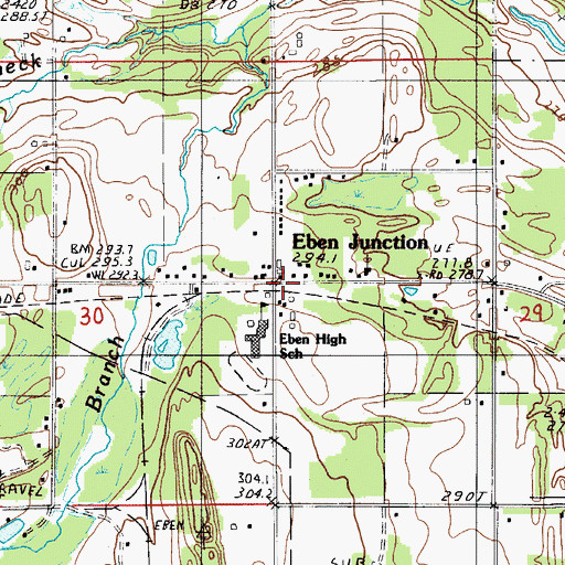 Topographic Map of Eben Junction, MI