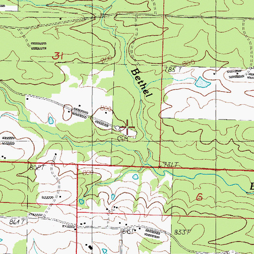 Topographic Map of Bethel Methodist Episcopal Church South (historical), AR