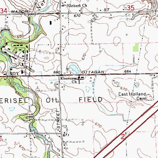 Topographic Map of Ebenezer Church, MI