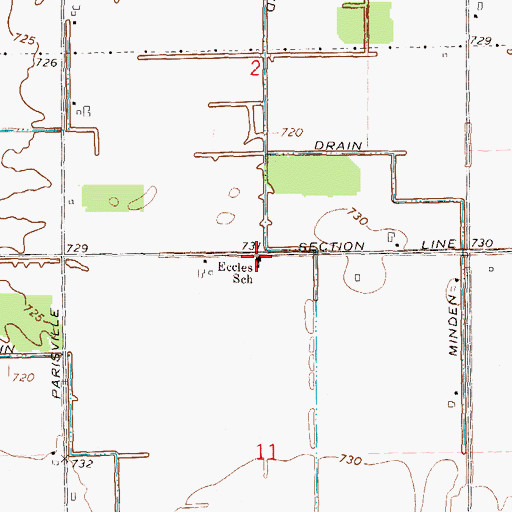 Topographic Map of Eccles School, MI