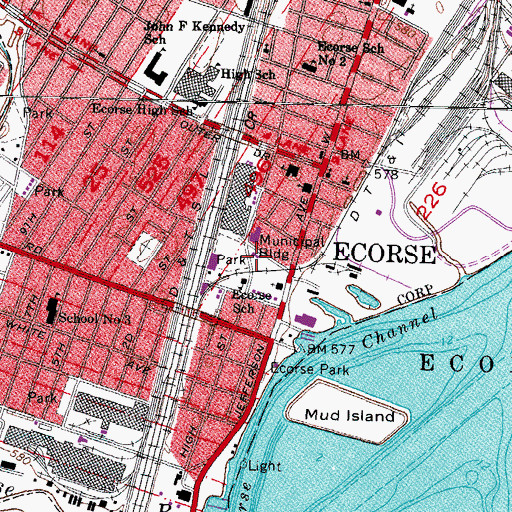 Topographic Map of Ecorse, MI