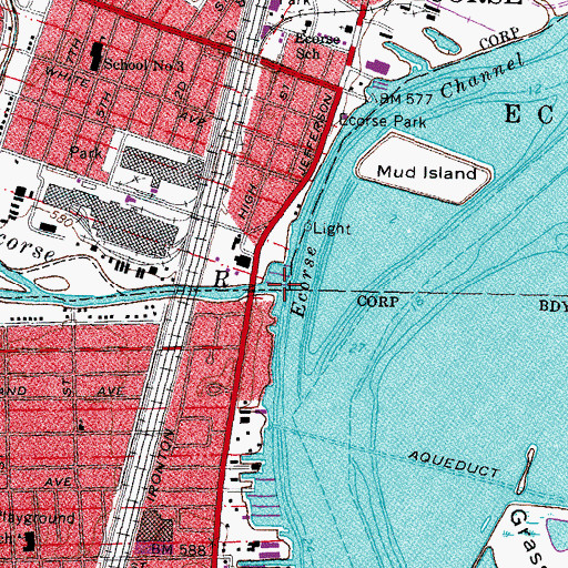 Topographic Map of Ecorse River, MI