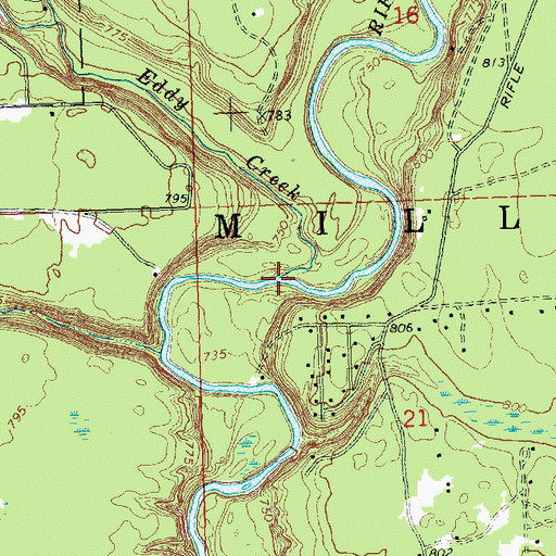 Topographic Map of Eddy Creek, MI