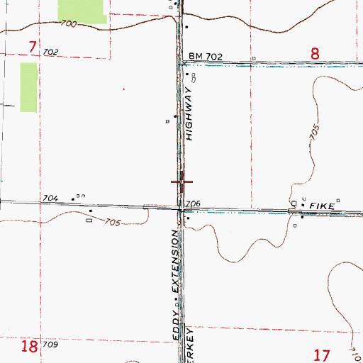 Topographic Map of Eddy Extension Drain, MI