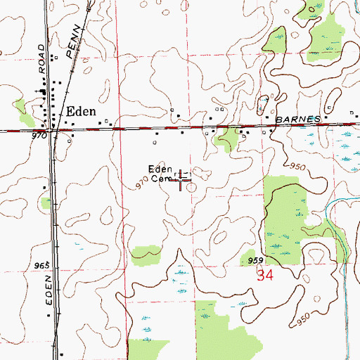 Topographic Map of Eden Cemetery, MI