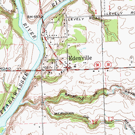 Topographic Map of Edenville, MI