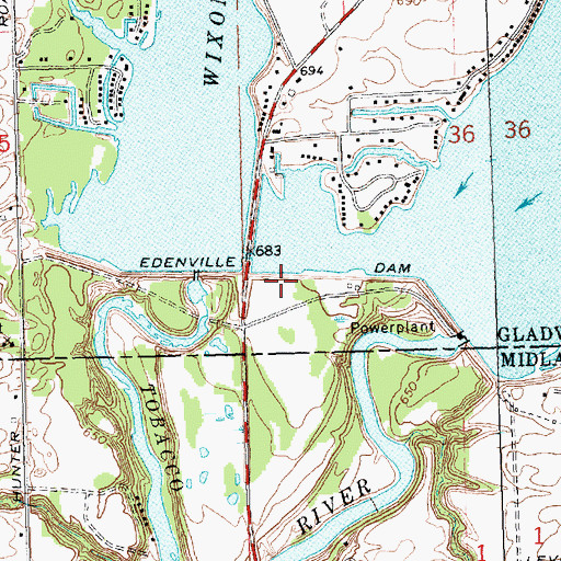 Topographic Map of Edenville Dam, MI