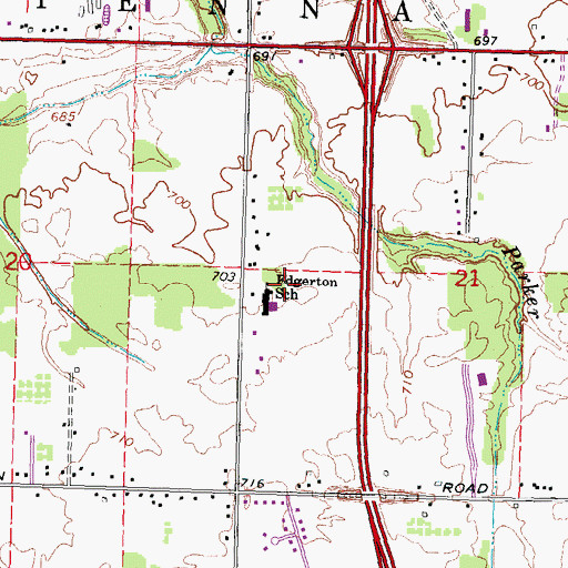 Topographic Map of Edgerton School, MI