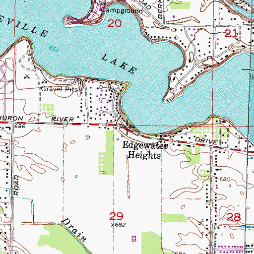 Topographic Map of Edgewater Heights, MI