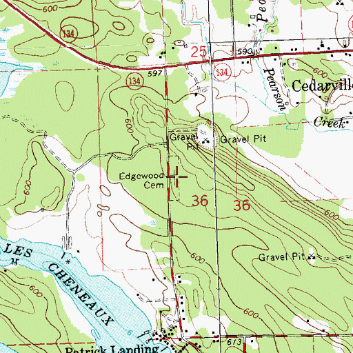 Topographic Map of Edgewood Cemetery, MI