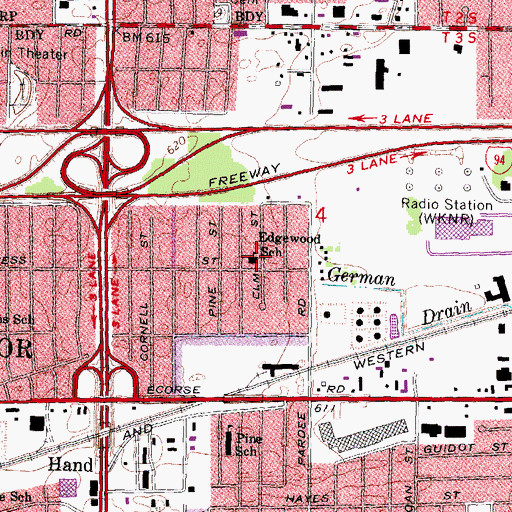 Topographic Map of Edgewood School, MI