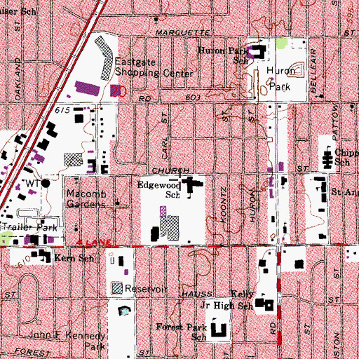 Topographic Map of Edgewood School, MI