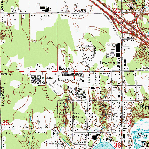 Topographic Map of Edgewood Elementary School, MI