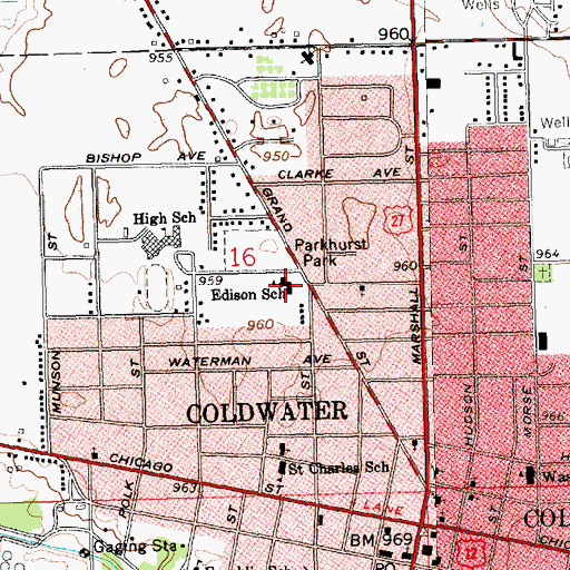 Topographic Map of Larsen Elementary School, MI