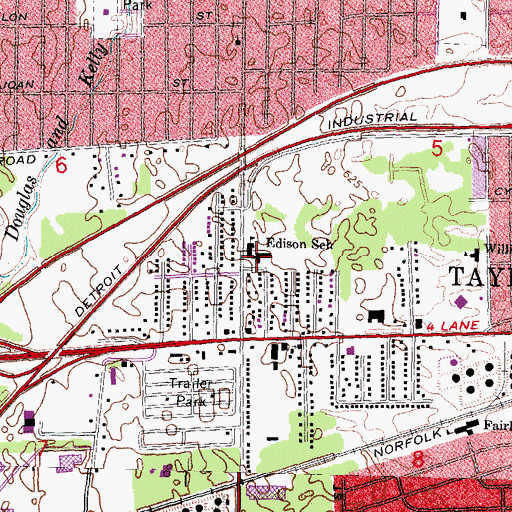 Topographic Map of Edison School, MI