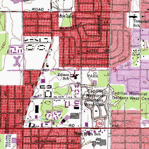 Topographic Map of Edison School, MI