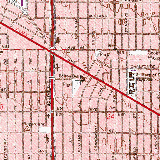 Topographic Map of Edison School, MI