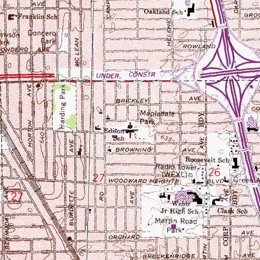 Topographic Map of Edison School, MI