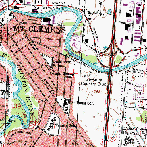 Topographic Map of Edison School, MI