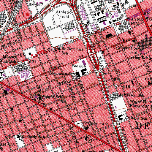 Topographic Map of Edmonson School, MI