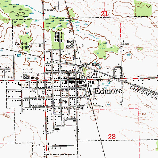 Topographic Map of Edmore, MI