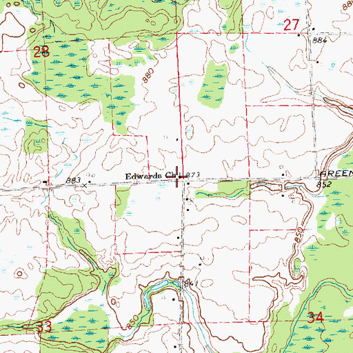 Topographic Map of Edwards Church, MI