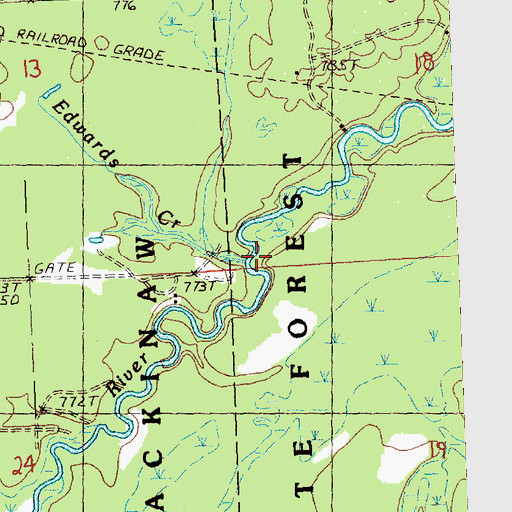 Topographic Map of Edwards Creek, MI