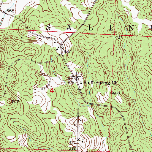 Topographic Map of Bluff Springs Cemetery, AR