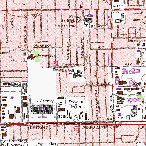 Topographic Map of Einstein School, MI