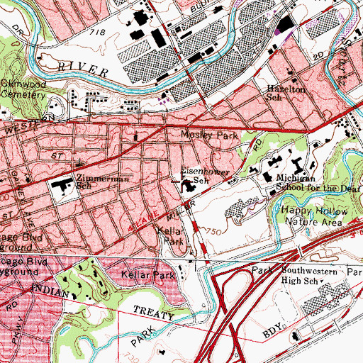 Topographic Map of Eisenhower School, MI