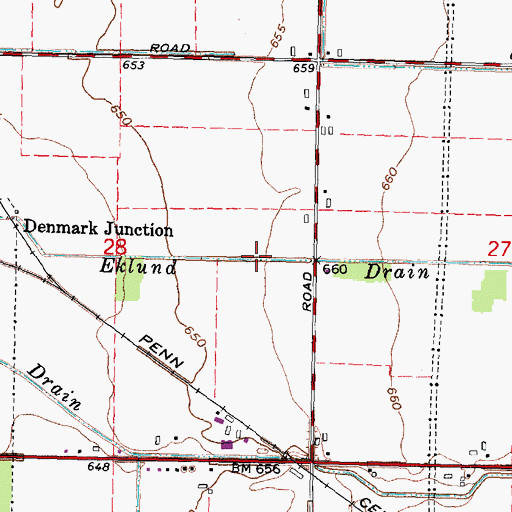 Topographic Map of Ekund Drain, MI