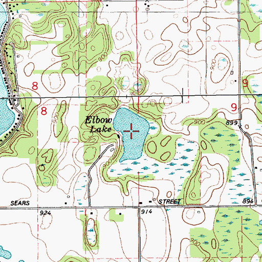 Topographic Map of Elbow Lake, MI