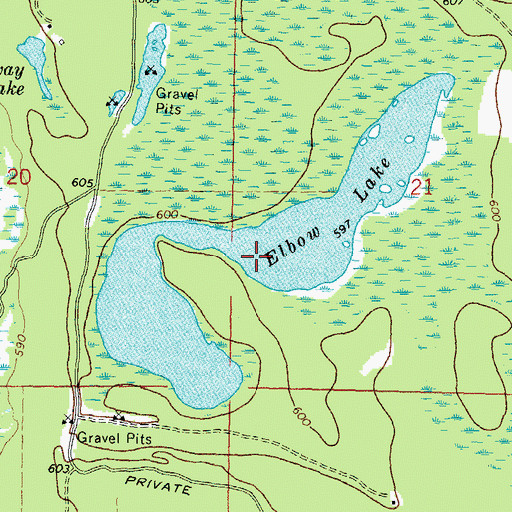 Topographic Map of Elbow Lake, MI