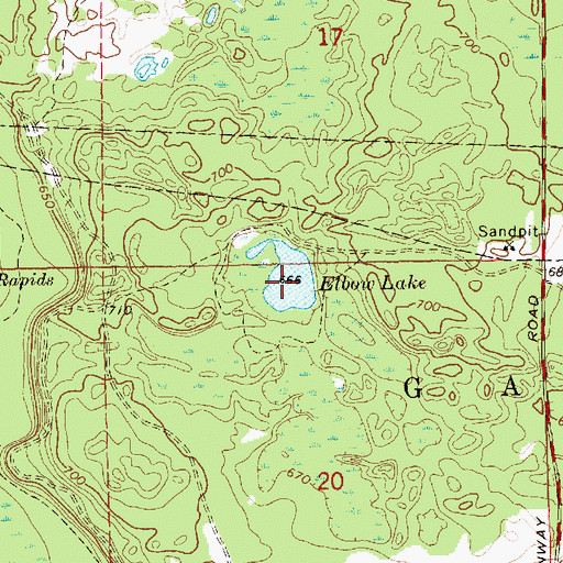 Topographic Map of Elbow Lake, MI