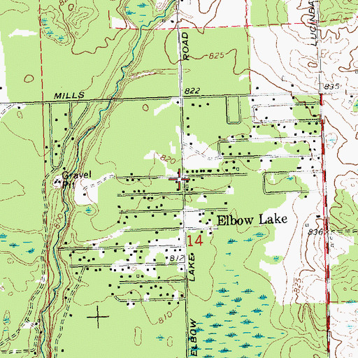 Topographic Map of Elbow Lake, MI