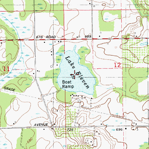 Topographic Map of Lake Eleven, MI