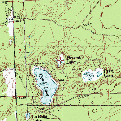 Topographic Map of Eleventh Lake, MI